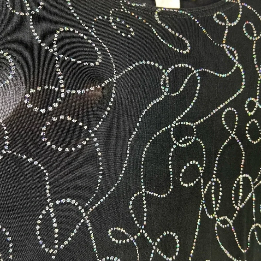 Vintage Ronni Nicole By Ouida Black Silver Sparkly Sleeveless Maxi Dress Size 8 - Picture 7 of 10
